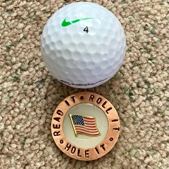 Stamped Copper American Flag Pin Golf Ball Marker - Picture 2 of 3